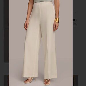 Donna Karan Ivory Fluid Crepe Double Pull on Dress Pants